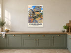 The Glebe House, St Columb Major Poster at A1, in a white frame, in a kitchen