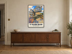 The Glebe House, St Columb Major Poster at A1, in a black frame, above a sideboard