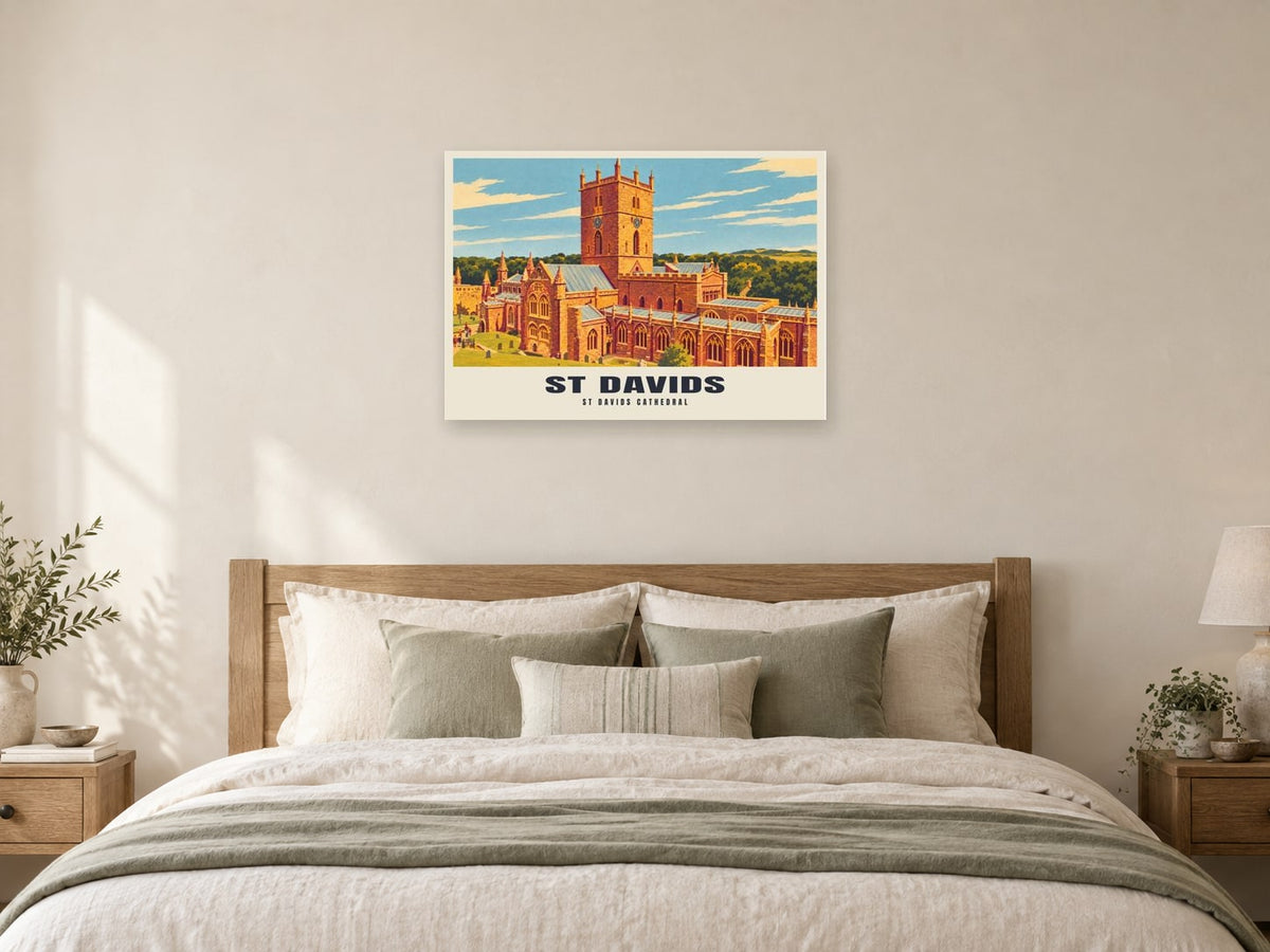 St Davids Cathedral Poster at A1, as a poster, above a bed