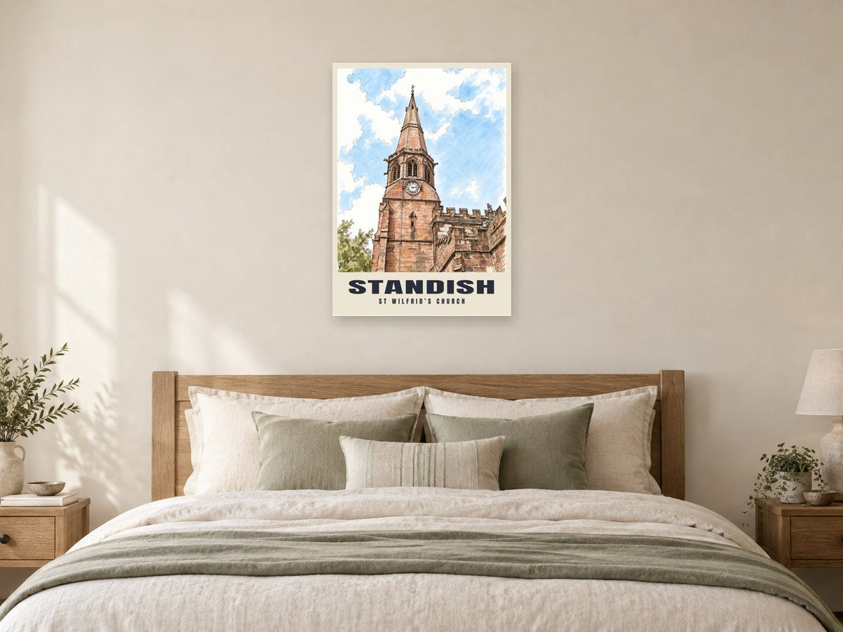 St Wilfrid’s Church, Standish Poster at A1, as a poster, above a bed