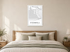 Stanwell Village Centre Street Map Poster at A1, as a poster, above a bed