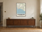 Stevenston Street Map Poster at A1, in a black frame, above a sideboard