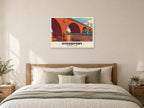 Stockport Viaduct Poster at A1, as a poster, above a bed