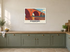 Stockport Viaduct Poster at A1, in a white frame, in a kitchen