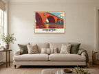Stockport Viaduct Poster at A1, in a natural wood frame, in a sitting room