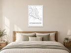 Stonehouse Town Centre Street Map Poster at A1, as a poster, above a bed