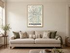 Strasbourg Street Map Poster at A1, in a natural wood frame, in a sitting room
