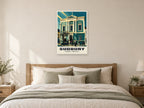 Sudbury Town Hall Poster at A1, as a poster, above a bed