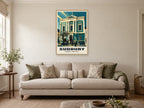 Sudbury Town Hall Poster at A1, in a natural wood frame, in a sitting room