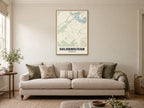 Sulhamstead Street Map Poster at A1, in a natural wood frame, in a sitting room