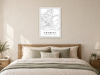 Swanley Town Centre Street Map Poster at A1, as a poster, above a bed