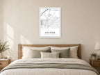 Syston Town Centre Street Map Poster at A1, as a poster, above a bed