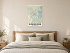 Szczecin Street Map Poster at A1, as a poster, above a bed
