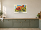 Tamworth Castle Poster at A1, in a white frame, in a kitchen