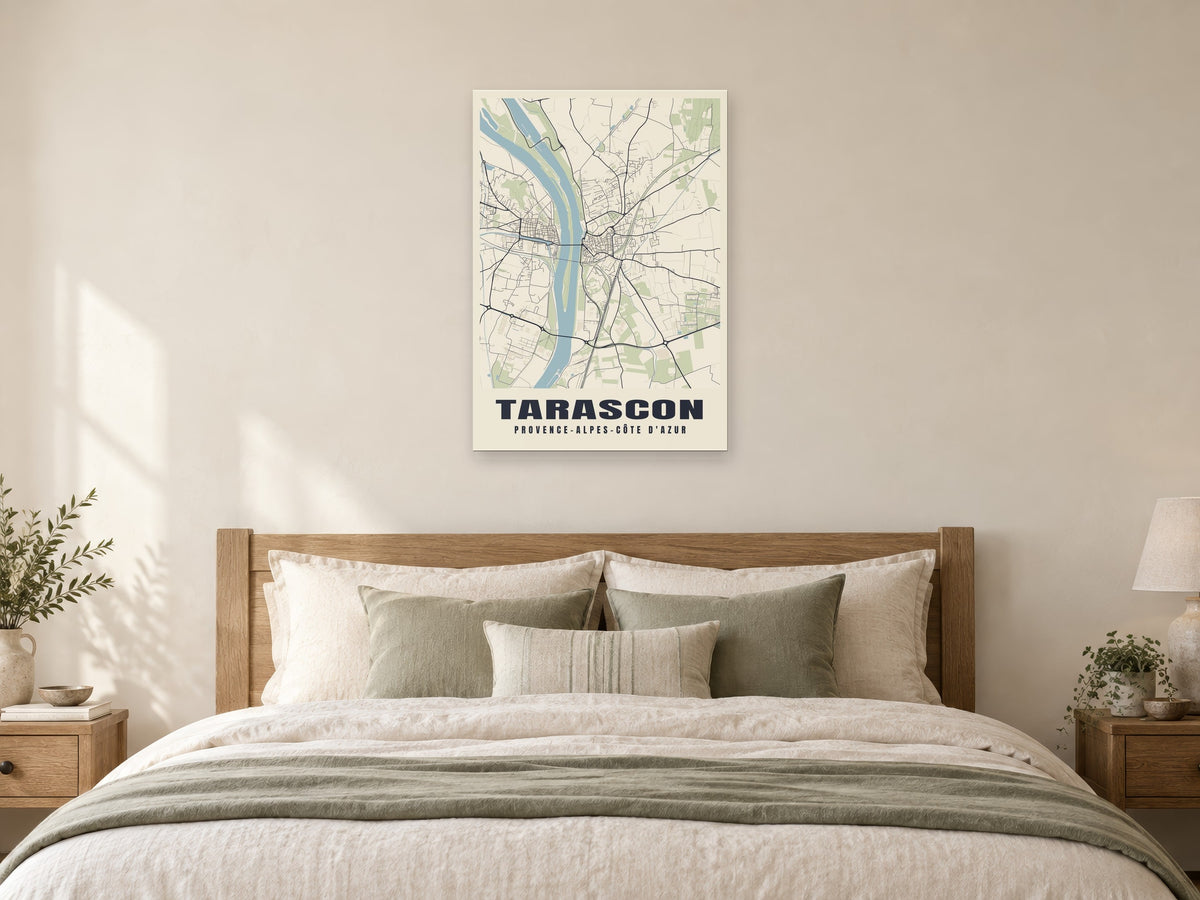 Tarascon Street Map Poster at A1, as a poster, above a bed