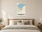 Thurso Street Map Poster at A1, as a poster, above a bed
