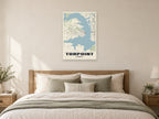 Torpoint Street Map Poster at A1, as a poster, above a bed