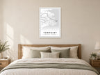 Torpoint Town Centre Street Map Poster at A1, as a poster, above a bed
