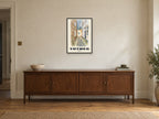 Totnes named English Watercolour print at A2, in a black frame, above a sideboard