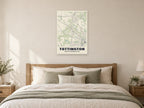 Tottington Street Map Poster at A1, as a poster, above a bed