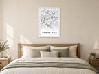 Tower Hill Street Map Poster at A1, as a poster, above a bed