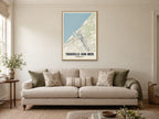 Trouville-sur-Mer Street Map Poster at A1, in a natural wood frame, in a sitting room