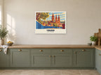 Truro Cathedral Poster at A1, in a white frame, in a kitchen