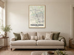 Tuscaloosa Street Map Poster at A1, in a natural wood frame, in a sitting room