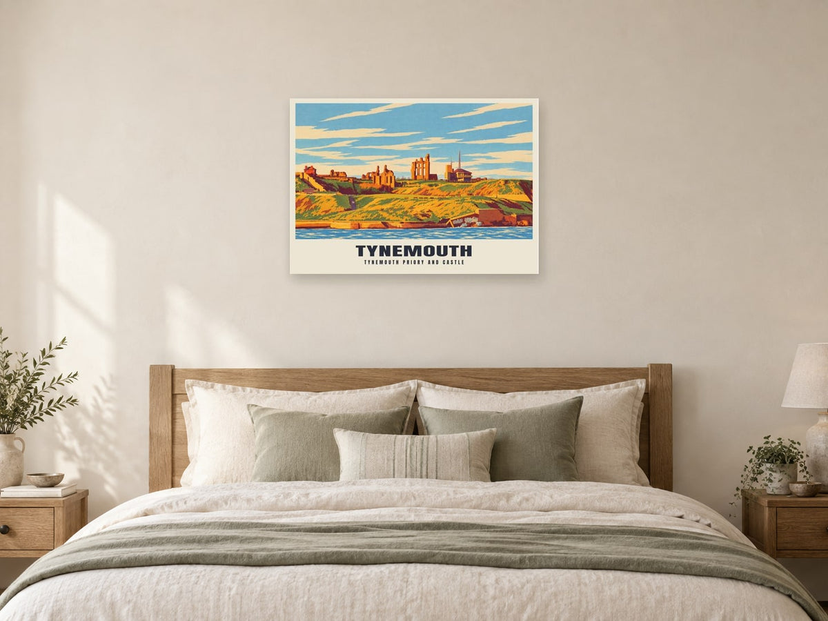 Tynemouth Priory and Castle Poster at A1, as a poster, above a bed