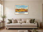 Tynemouth Priory and Castle Poster at A1, in a natural wood frame, in a sitting room