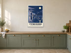 The Quayside and the Millennium Bridge, Tyneside Poster at A1, in a white frame, in a kitchen