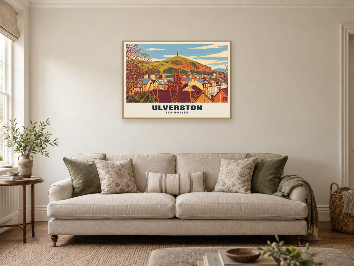 Hoad Monument, Ulverston Poster at A1, in a natural wood frame, in a sitting room