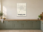 Vermillion Street Map Poster at A1, in a white frame, in a kitchen