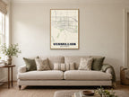 Vermillion Street Map Poster at A1, in a natural wood frame, in a sitting room