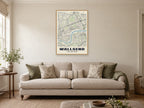 Wallsend Street Map Poster at A1, in a natural wood frame, in a sitting room