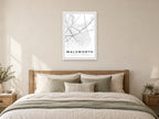 Walsworth Village Centre Street Map Poster at A1, as a poster, above a bed
