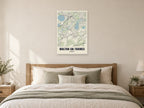 Walton-on-Thames Street Map Poster at A1, as a poster, above a bed