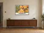 Washington Old Hall Poster at A1, in a black frame, above a sideboard