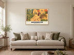 Washington Old Hall Poster at A1, in a natural wood frame, in a sitting room