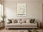 Waterlooville Street Map Poster at A1, in a natural wood frame, in a sitting room