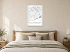 Wellingborough Town Centre Street Map Poster at A1, as a poster, above a bed