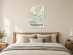 Wennington Heritage Street Map Poster at A1, as a poster, above a bed