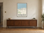 Westgate-on-Sea Street Map Poster at A1, in a black frame, above a sideboard