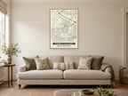 Westhoughton Street Map Poster at A1, in a natural wood frame, in a sitting room
