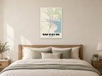 Wick Street Map Poster at A1, as a poster, above a bed