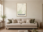 Wierschem Street Map Poster at A1, in a natural wood frame, in a sitting room