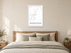 Wierschem Village Centre Street Map Poster at A1, as a poster, above a bed