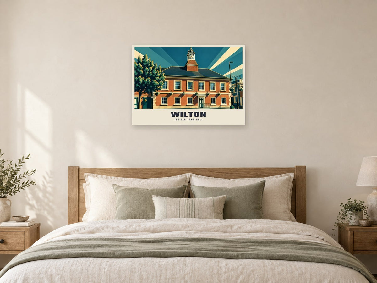 The Old Town Hall, Wilton Poster at A1, as a poster, above a bed