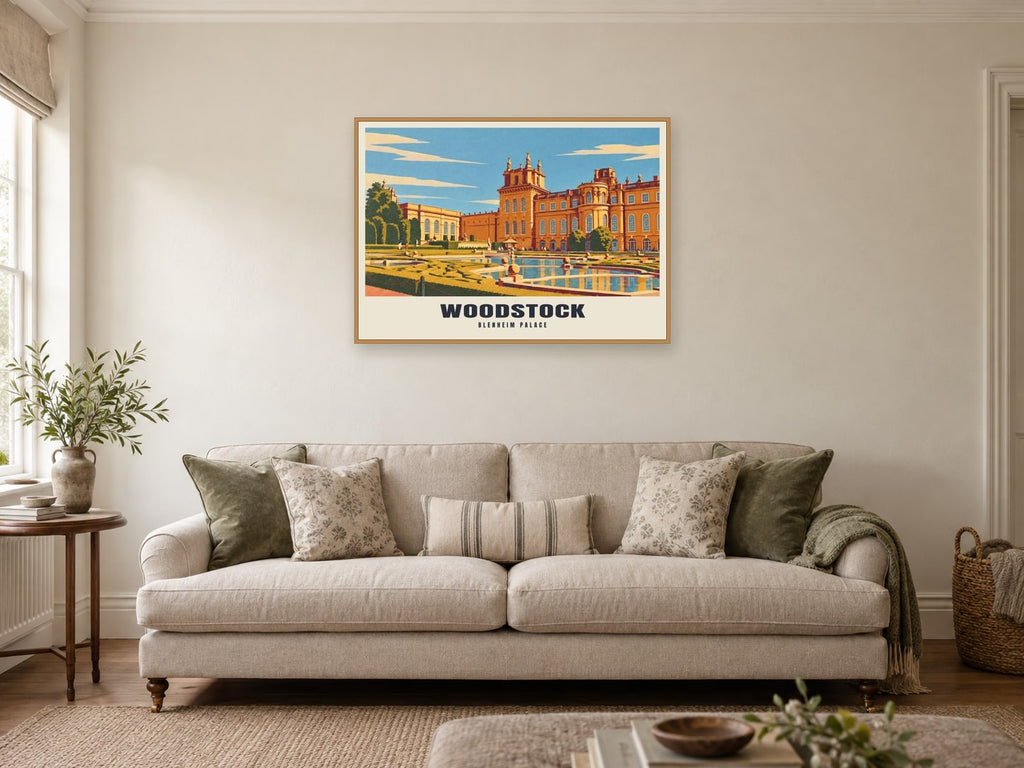 Blenheim Palace, Woodstock Poster at A1, in a natural wood frame, in a sitting room