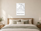 Wrenthorpe Village Centre Street Map Poster at A1, as a poster, above a bed
